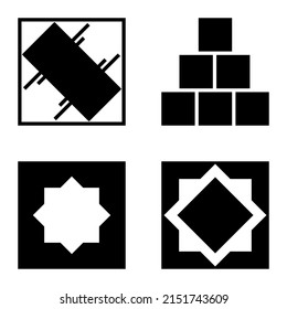 Conjunto De Icono Plano Cuadrado2 Aislado En Fondo Blanco
