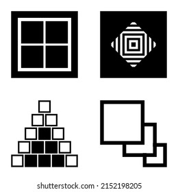 Square2 Flat Icon Set Isolated On White Background