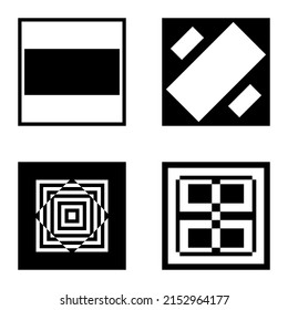Square2 Flat Icon Set Isolated On White Background