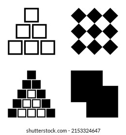 Square2 Flat Icon Set Isolated On White Background