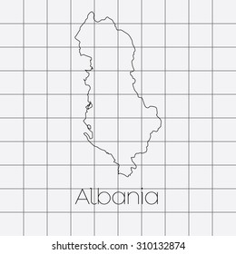 A Squared Background with the country shape of Albania