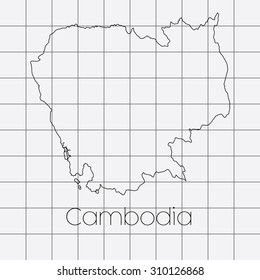 A Squared Background with the country shape of Cambodia