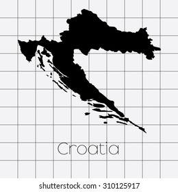 A Squared Background with the country shape of Croatia