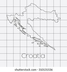 A Squared Background with the country shape of Croatia