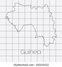 A Squared Background with the country shape of Guinea