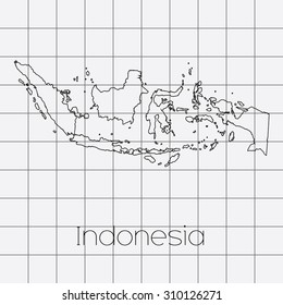 A Squared Background with the country shape of Indonesia