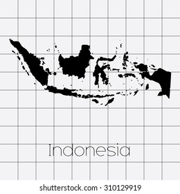 A Squared Background with the country shape of Indonesia