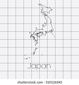 A Squared Background with the country shape of Japan