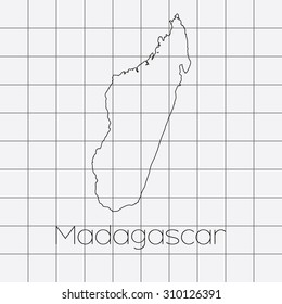 A Squared Background with the country shape of Madagascar