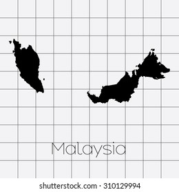 A Squared Background with the country shape of Malaysia