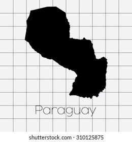 A Squared Background with the country shape of Paraguay