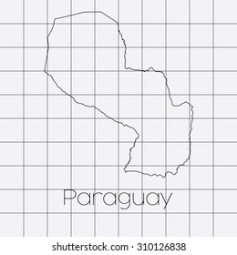 A Squared Background with the country shape of Paraguay