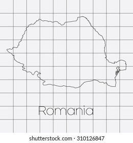 A Squared Background with the country shape of Romania