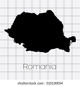 A Squared Background with the country shape of Romania