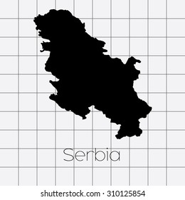 A Squared Background with the country shape of Serbia