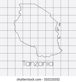 A Squared Background with the country shape of Tanzania