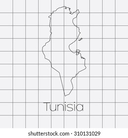A Squared Background with the country shape of Tunisia