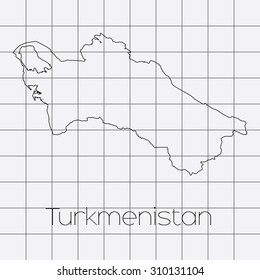 A Squared Background with the country shape of Turkmenistan