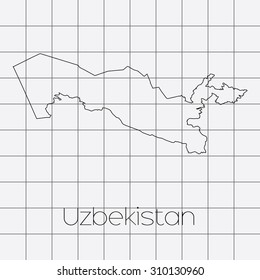A Squared Background with the country shape of Uzbekistan