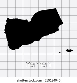 A Squared Background with the country shape of Yemen