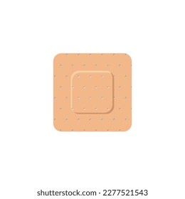 Squared beige medical plaster flat style, vector illustration isolated on white background. First aid, sealing and protection of small wounds, healthcare and treatment
