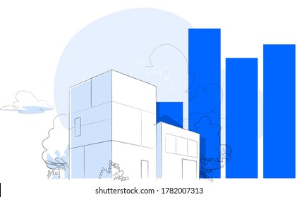 Gebäude und Diagramme, die das Unternehmenswachstum repräsentieren