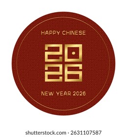 Squared chinese new year 2026. Year of Horse. Vector festive numbers with traditional ornament background for lunar chinese new year celebration. Happy new year lunar in China square card.
