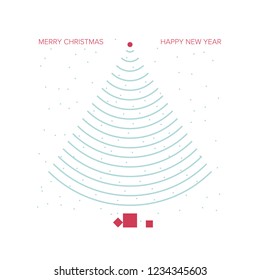 Squared Christmas Card Inspired by Wireless Technologies. Minimal Aesthetics. Vector Illustration. EPS10 with Layers. Easy Editing