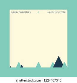 Squared Christmas Illustration with Christmas Trees. Minimal aesthetics.