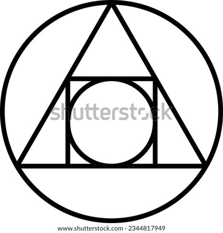 Squared circle symbol. Philosopher stone alchemical symbol. alchemy sign.