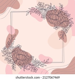 Squared colored cute watercolor floral frame Vector