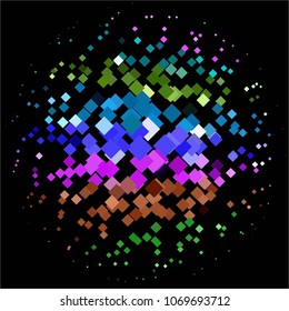 Squared colorful vector background. Abstract halftone illustration pattern. Vintage texture
