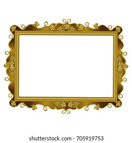 Squared decorative frame of golden color with art finishing, the vector image on a white background