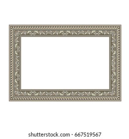 Squared decorative frame of silvery color with finishing on perimeter, the vector image