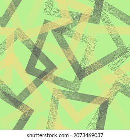 Squared with dots texture geometric vector seamless pattern. Geometric infinite background with dots texture. Gradient rhombus of halftone dots seamless ornament. Fabric print. Retro pattern