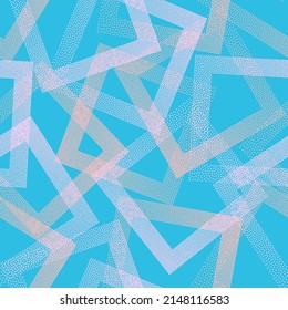 Squared with dots texture geometric vector seamless pattern. Geometric repeat background with dots texture. Gradient rhombus of halftone dots seamless ornament. Simple shapes grid. Creative pattern