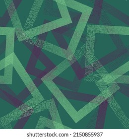 Squared with dots texture geometric vector seamless pattern. Geometric periodic background with dots texture. Gradient squares of chevron dots seamless ornament. Fabric print. Simple pattern