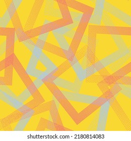 Squared with dots texture geometric vector seamless pattern. Geometric endless background with dots texture. Gradient rhombus of halftone dots seamless ornament. Wrapping paper. Weird pattern