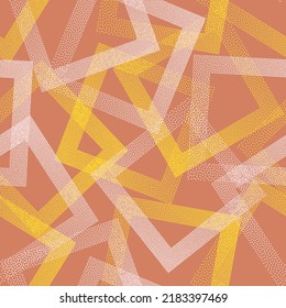 Squared with dots texture geometric vector seamless pattern. Geometric tileable background with dots texture. Gradient squares of chevron dots seamless ornament. Pointillism style. Flat pattern