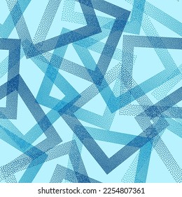 Squared with dots texture geometric vector seamless pattern. Geometric repeat background with dots texture. Gradient rhombus of halftone dots seamless ornament. Fabric print. Simple pattern