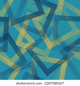 Squared with dots texture geometric vector seamless pattern. Geometric tileable background with dots texture. Gradient squares of chevron dots seamless ornament. Textile print. Trendy pattern