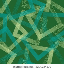 Squared with dots texture geometric vector seamless pattern. Geometric endless background with dots texture. Gradient rhombus of halftone dots seamless ornament. Simple shapes grid. Simple pattern