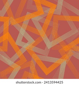 Squared with dots texture geometric vector seamless pattern. Geometric tileable background with dots texture. Gradient rhombus of halftone dots seamless ornament. Pointillism style. Trendy pattern