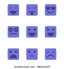 Squared emoticons vector icons set.