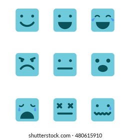 Squared emoticons vector icons set.
