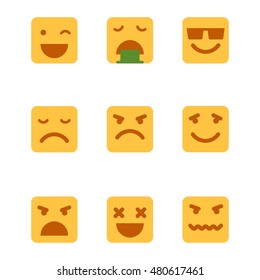 Squared emoticons vector icons set