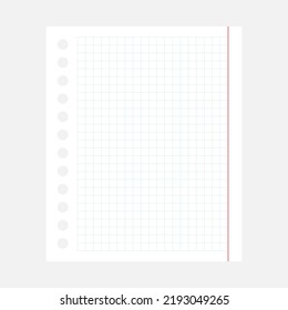 Squared empty notepaper. Paper blank sheet. Vector isolated on white.