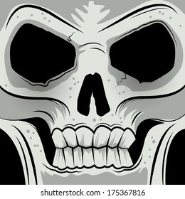 Squared Faced Angry Skull - Vector illustration
