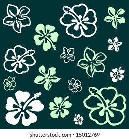 Squared flower pattern colored in white and green