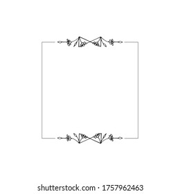 Squared frame. Decorative borders with flourish elements. Vector.